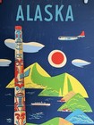 Vtg Original 1952 Alaska Northwest Orient Airlines Poster Advertising Incomplete