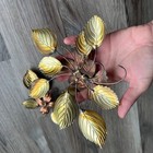 Vintage Brass Copper Metal Floral Wall Art Set 2 Mid Century Modern Dogwood Leaf