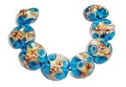Handmade Lampwork Glass Beads Blue Color 19mm Lentil Shape 4 Beads   a6 