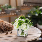 Elegant Silk Hydrangea Arrangement In Faux Water Vase For Home   Weddings