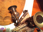 Antique Cast Iron Griffin Dragon Candlestick Gothic Art Nouveau Pair