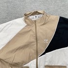 Adidas Track Jacket Women M Brown White Black Trefoil Panelled Windbreaker