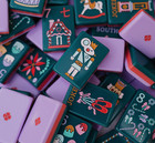 American Mahjong Tile Set Nutcracker Ballet Holiday Green Purple Back Set