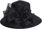 Women s Derby Dress Church Cloche Hat Bow Bucket Wedding Bowler Widebrim 7 Color