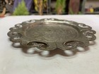 Antique Old Hand-crafted Silver Plated Brass Beautiful Pattern Carved Plate