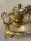 Vintage Soild Brass Ornate Art Nouveau Double Ink Well
