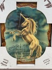 Vtg 80s Unicorn Lacquered Wood Wall Art Plaque 4   x5    Fantasy Mythical Wintermute