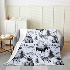 Bear Blanket For Rustic Cabin Room Decor grey Deer Moose Queen Inch