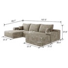 107  Camel Boneless Couch Left Facing Chaise Sectional Cloud Sofa With Ottoman