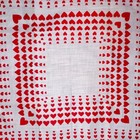 Red Heart Pattern Cotton Handkerchief White Scalloped Edge Vintage Collectible