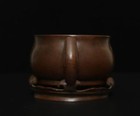 Xuande Signed Old Chinese Bronze Or Copper Incense Burner W base