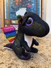 Ty Beanie Boo Anora Dragon Plush Black Glitter Eyes Purple Sparkle     No Ear Tag