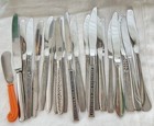 Lot Of 22 Vtg Mixed Dinner Knives Floral Stainless Flatware Silverware Rogers  