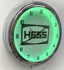 Hess Oil Nostalgic Sign 16  Green Neon Wall Clock Garage Man Cave