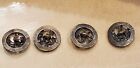 4 Smaller Victorian Floral Brass Buttons W cut Steel Accents Lot