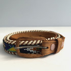 Vintage 37  Leather Belt Beaded Thunderbird Native American Indian Excellent 