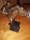 Rare Delaware Park Bronze 13 5    Vintage Racing Horse Statue With Jockey  40 737 
