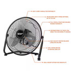 9 In  3-speed High Velocity Floor Fan In Black With Wall Mount Bracket