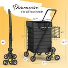Stair Climbing Shopping Cart With 6 Wheels Foldable Utility Trolley Heavy Duty