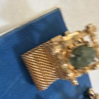 Vintage Green Jade Cuff Link And Pin Set Gold Tone