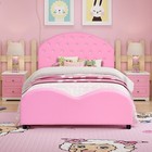 Kids Children Pu Upholstered Platform Wooden Princess Bed Bedroom Furniture Pink