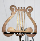 Vintage Brass Metal Lyre Harp Shaped Sheet Music Stand - Adjustable