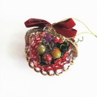 Spun Glass Fruit Basket Ornament Figurine Spaghetti Filigree 3in Vintage