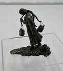 Vintage Asian Water Carrier Figurine Cast Metal Spelter Oriental Mini Statue