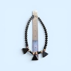 Vintage 1980s Modernist Black Triangle Drop Necklace Copper Accent Beads 16   