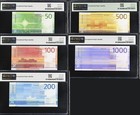 Norway Set 5  50 100 200 500 1000 K  2016-19 P 53-p 57 Superb Unc Pmg 67 68 Epq
