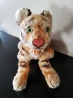 Rare Vintage Steiff  Bengal Tiger Seated Open Mouth Mohair Plush With Fangs