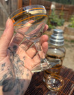 1930s Federal Glass Radio Bar Cocktail Shaker  2 Glasses- Art Deco  Gold  Orange