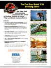 Jurassic Park The Lost World Video Arcade Game Flyer Original 2 Sides 8 5  X 11 