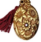 Middle Eastern Qayem Arabian Solid Perfume Holder Gold Tone Red Empty Vintage