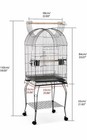  Ikayaa Parrot Bird Cage H18133 Dome Top With Stand     Silver Black     New In Box 