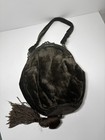 Antique Victorian Dk Brown Handbag With Ornate Metal Frame