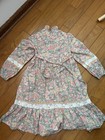Vintage Polly Flinders Hand Smocked Dress Ruffle Lace Prairie Floral Size 10
