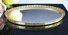 Vintage Mirrored Perfume Vanity Tray Ornate Floral Design Brass Dresser Jewelry