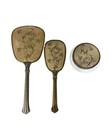 Matson Vanity Set Dresser Tray Mirror Brush Daisy Flower Gold Tone Vtg 40s Usa
