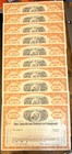 Rare 10-pc Consecutive Run 1969 American Tobacco Co  Stock Certificates Crisp
