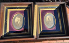 Pair Antique Victorian Deep Picture Frames 8x10  Window Walnut Wood Husband Wife