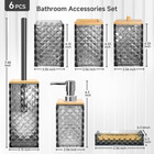 Bathroom Accessory Set 6 Pcs Grey Accessories Soap Dispenser Toothbrush Holder