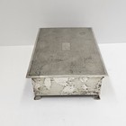 Vtg Alpaca Silver   Wood Lined Trinket Jewelry Box Art Deco Style Rustic Chic