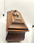 Vintage Wooden Keepsake Jewelry Box With Functional Lock And Key  Dark Wood   