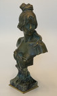 Bronze Sculpture Antique Anton Nelson Art Nouveau Bust Woman Signed 7    Read