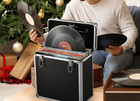 Vinyl Record Storage Case Holds 30  Lps 7 10 12 Inch Aluminum Black