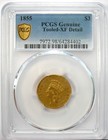 1855 Three Dollar Indian Gold Coin  3 - Certified Pcgs Xf Details - Rare Coin 