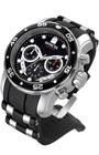 Invicta Pro Diver Men s Chronograph Wristwatch Black Dial Silver Case Box