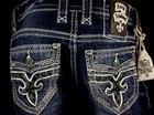  220 Mens Rock Revival Jeans  keaton  Leather Inserts Slim Straight 34 X 33