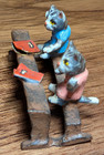 Antique Original Austrian Vienna Cold Painted Bronze Figure Cat Students Class